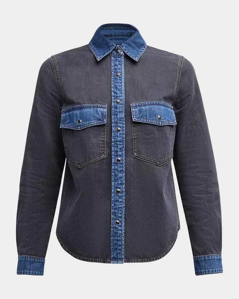VERONICA BEARD Noah Color Block Denim Shirt 1