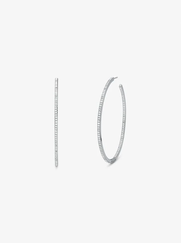 Michael Kors Precious Metal-Plated Brass Pavé Hoop Earrings 1