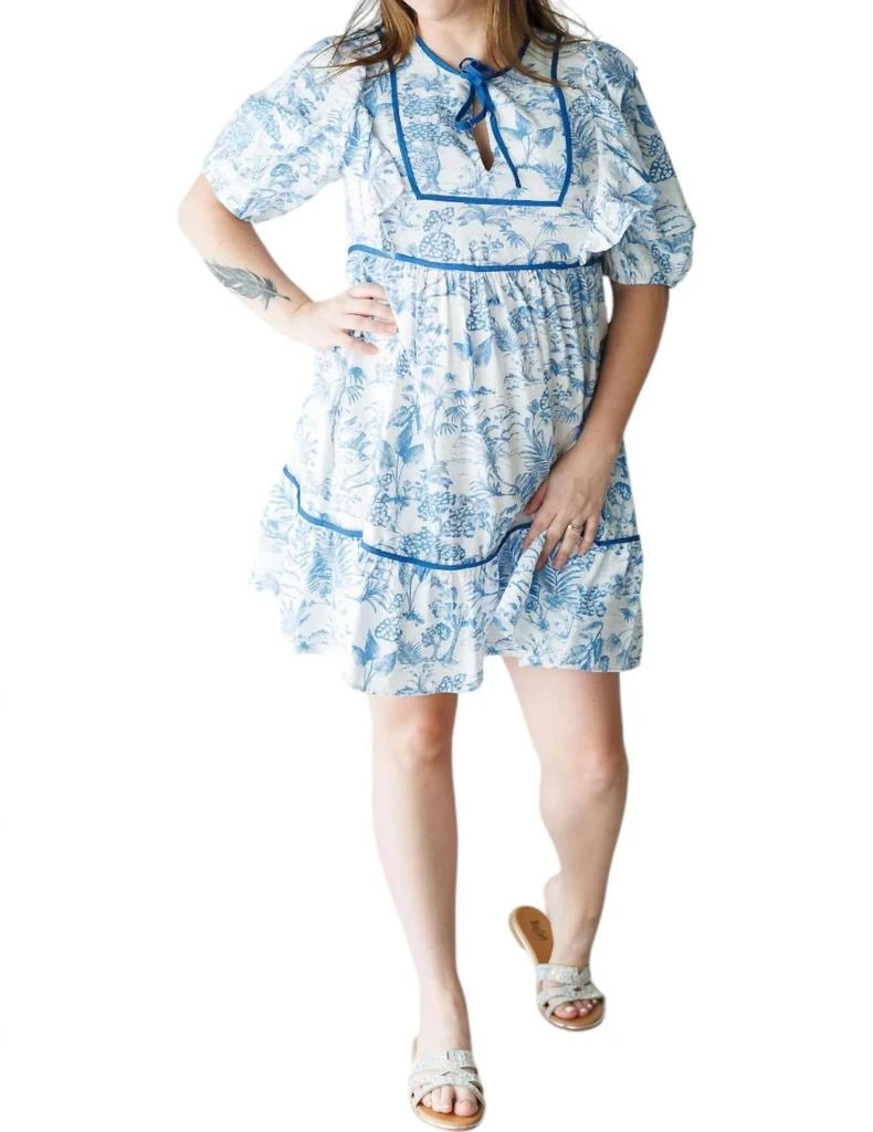 Toile Babydoll Dress In Blue/white  On Sale Now with Up to 44% Off |  Discover Exclusive Deals & Savings at BeyondStyle  Authentic umgee dresses|clothing|women  with Limited-Time Discounts, Free Shipping, and