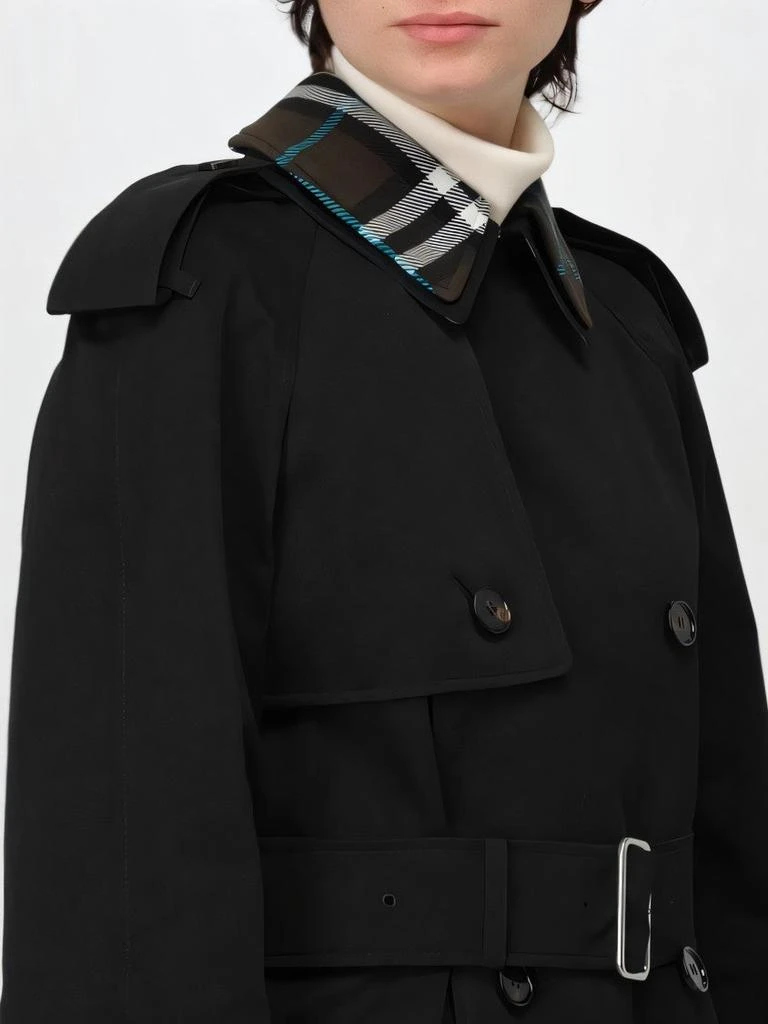 Burberry Double-Breasted Trench Coat with Distinctive Plaid Detail 5