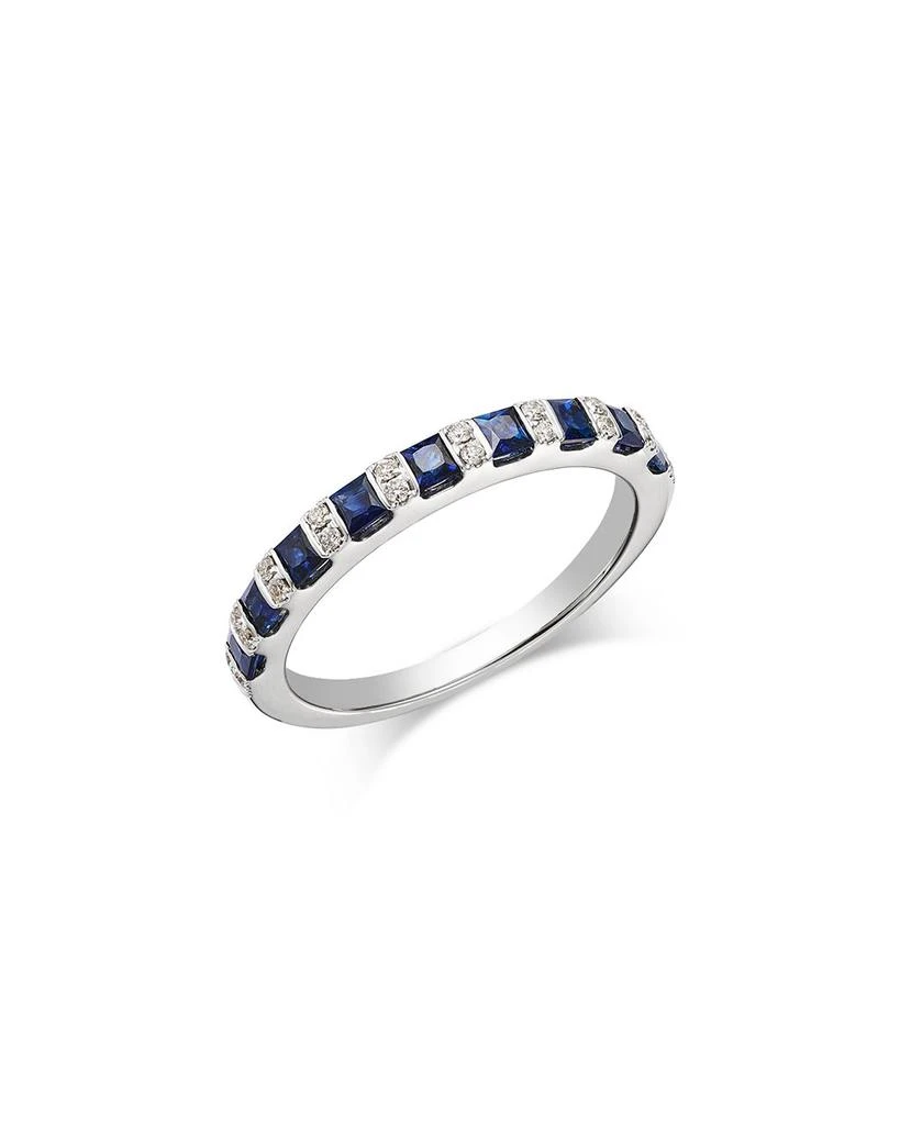 Bloomingdale
s Fine Collection Blue Sapphire 
Diamond Band Ring in 14K White Gold 1