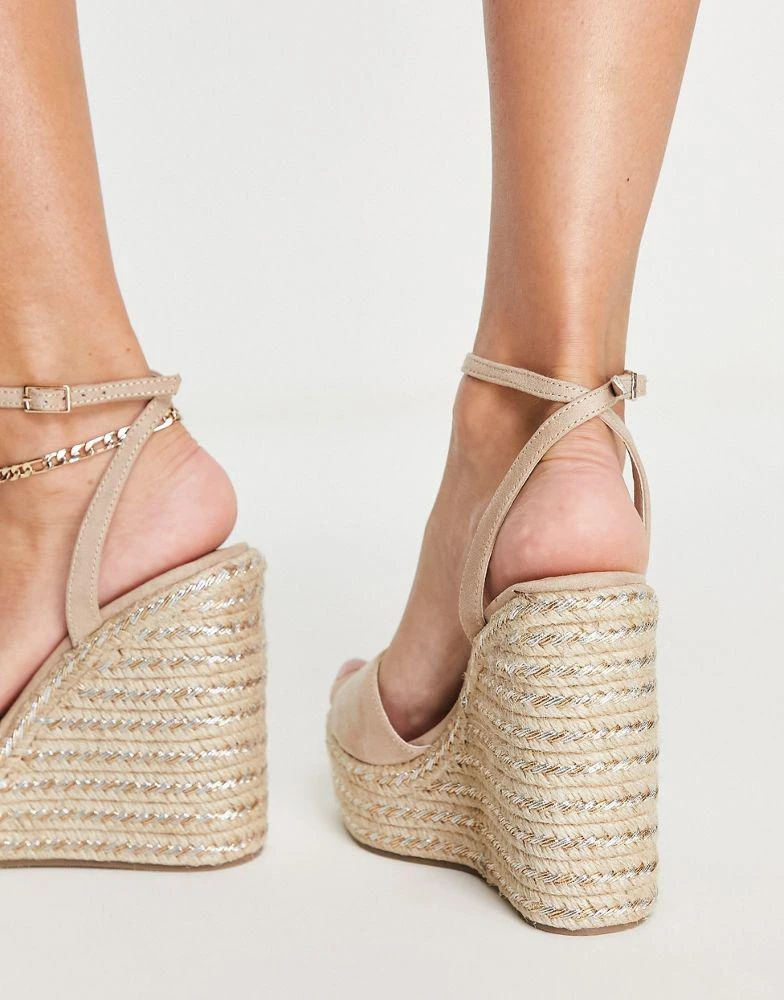 ASOS ASOS DESIGN Wide Fit Tasha espadrille wedges in beige 4