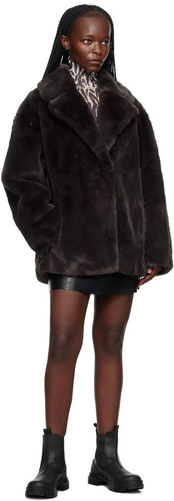 STAND STUDIO Brown Savannah Faux-Fur Jacket 4