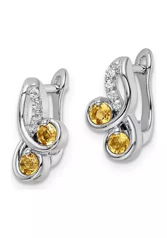 Belk 
Co. 1/2 ct. t.w. Citrine and White Topaz Swirl Hinged Earrings in Rhodium-Plated Sterling Silver