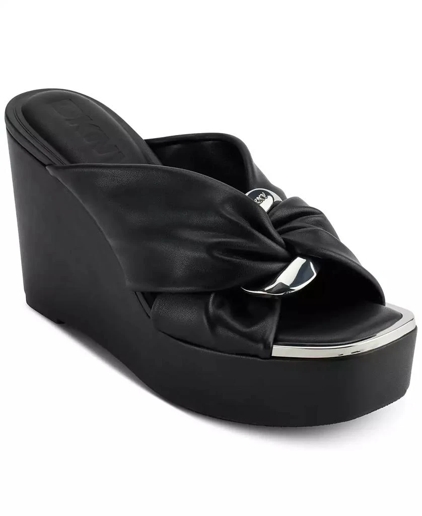 DKNY Women's Maryn Chain Twist Platform Wedge Sandals 1