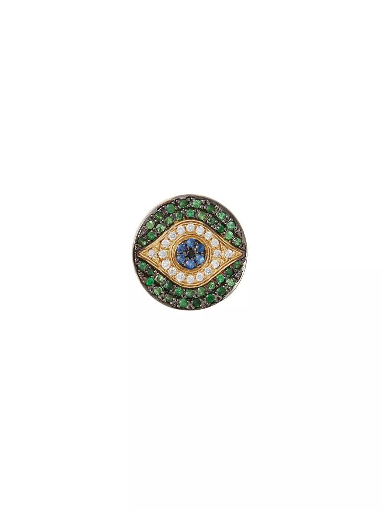 Ileana Makri Evil Eye Mini 18K Yellow Gold, White Diamond, Black Diamond, Blue Sapphire & Tsavorite Stud Earrings 2