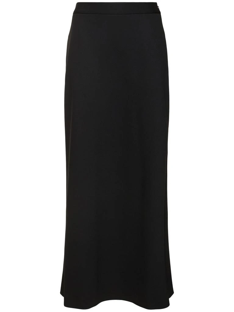 Alberta Ferretti Wool Blend Twill Long Skirt 1