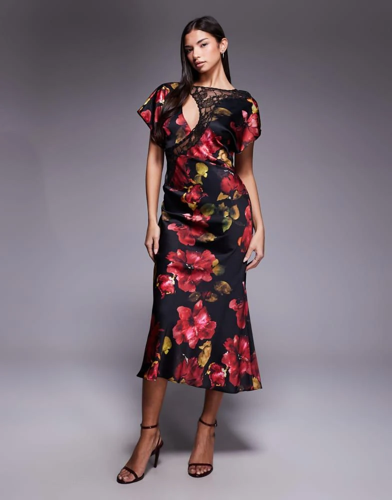 burgundy floral maxi dress Fionna Floral Maxi Dress | Burgundy | Womens main image 1