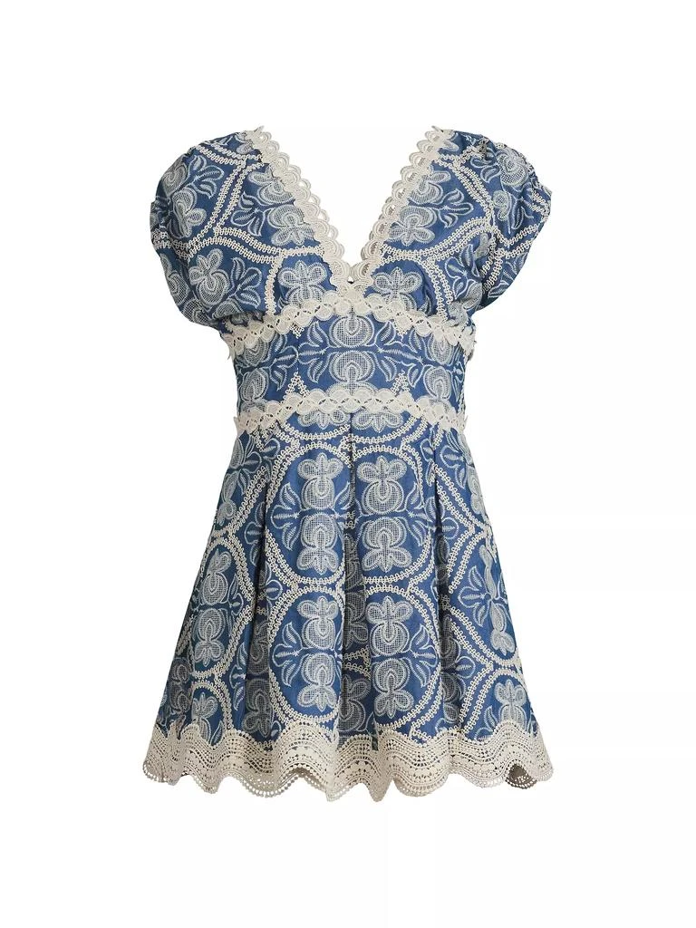 Waimari Time Cassandra Embroidered Cotton V-Neck Minidress 1