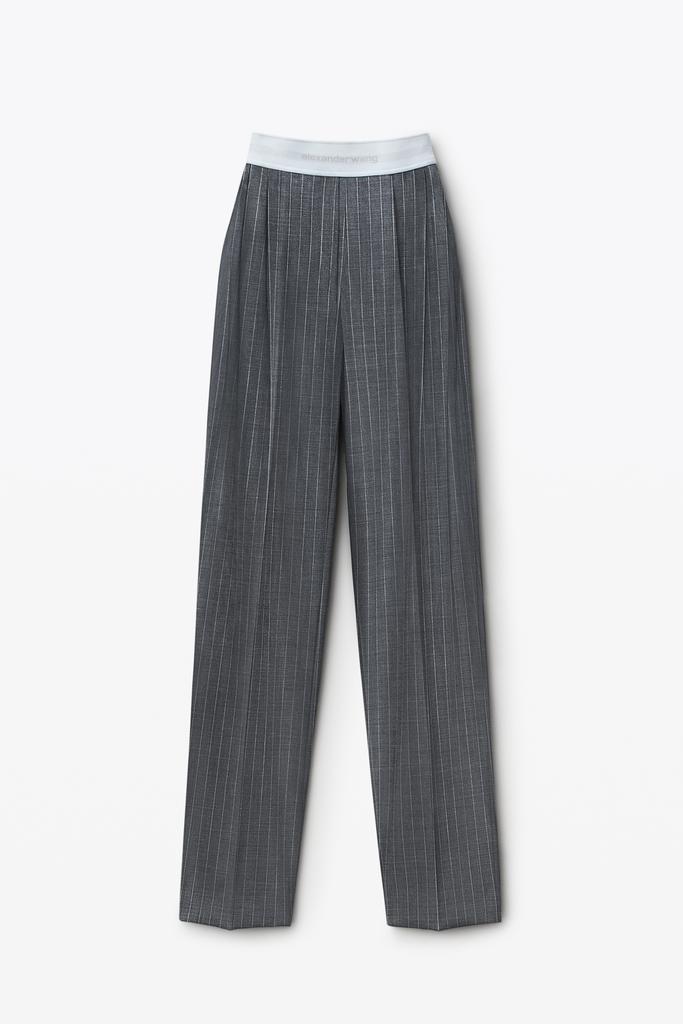 Alexander Wang High-Waisted Pleat Pant with Logo Elastic
