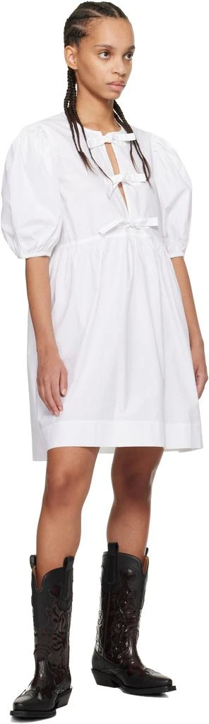 Ganni White Cotton Poplin Tie String Minidress 4