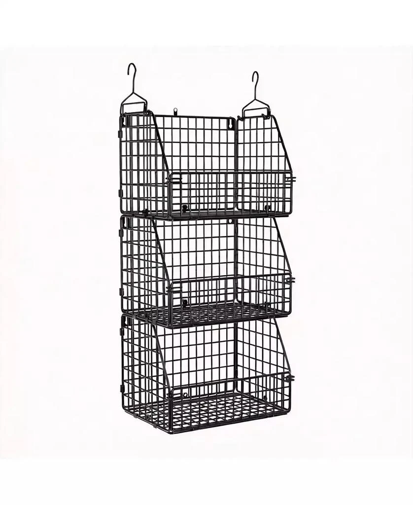 YIGII 3-Pack Stackable Wire Baskets for Kitchen, Closet, Pantry