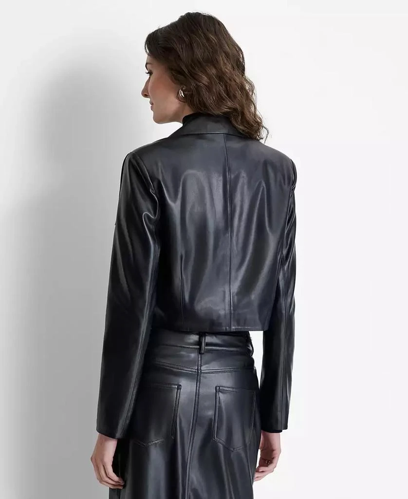 DKNY Women's Faux-Leather Fringe-Trim Open-Front Jacket 3