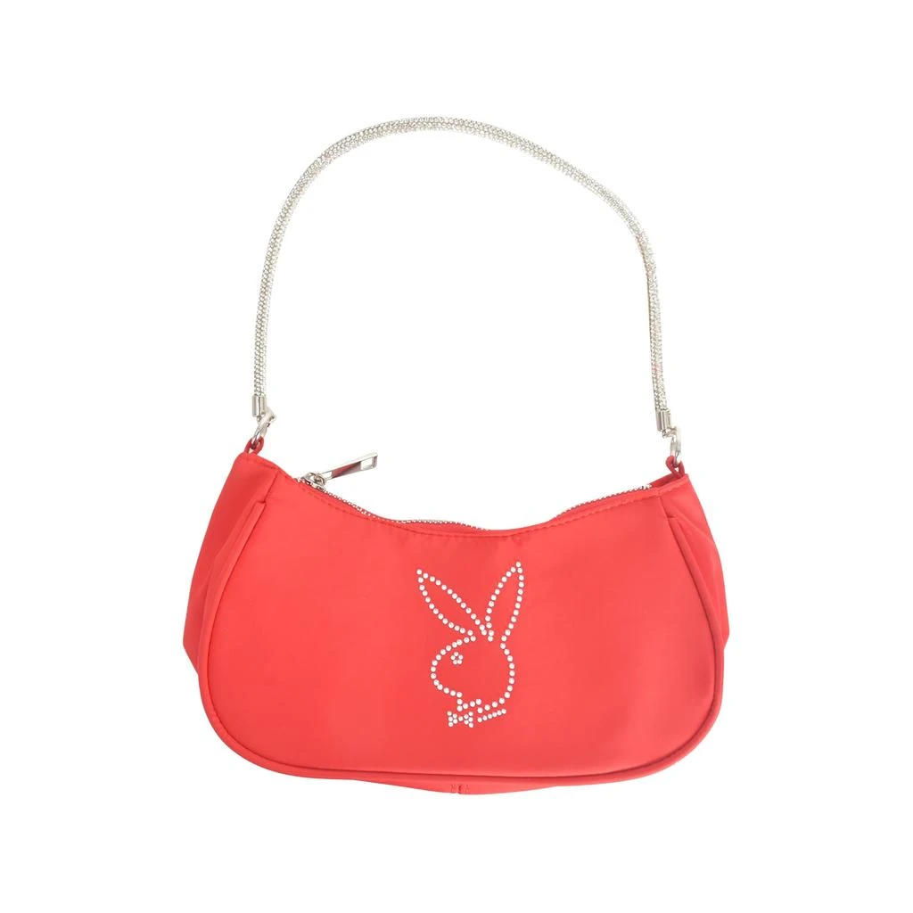 Playboy NYLON HANDBAG WITH RHINESTONE HANDLE AND RHINESTONE BUNNY 1