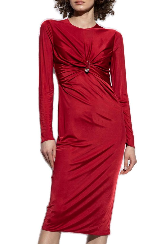 Versace Safety Pin Gathered Long-Sleeved Midi Dress – On Versace Safety Pin Gathered Long-Sleeved Midi Dress – On
