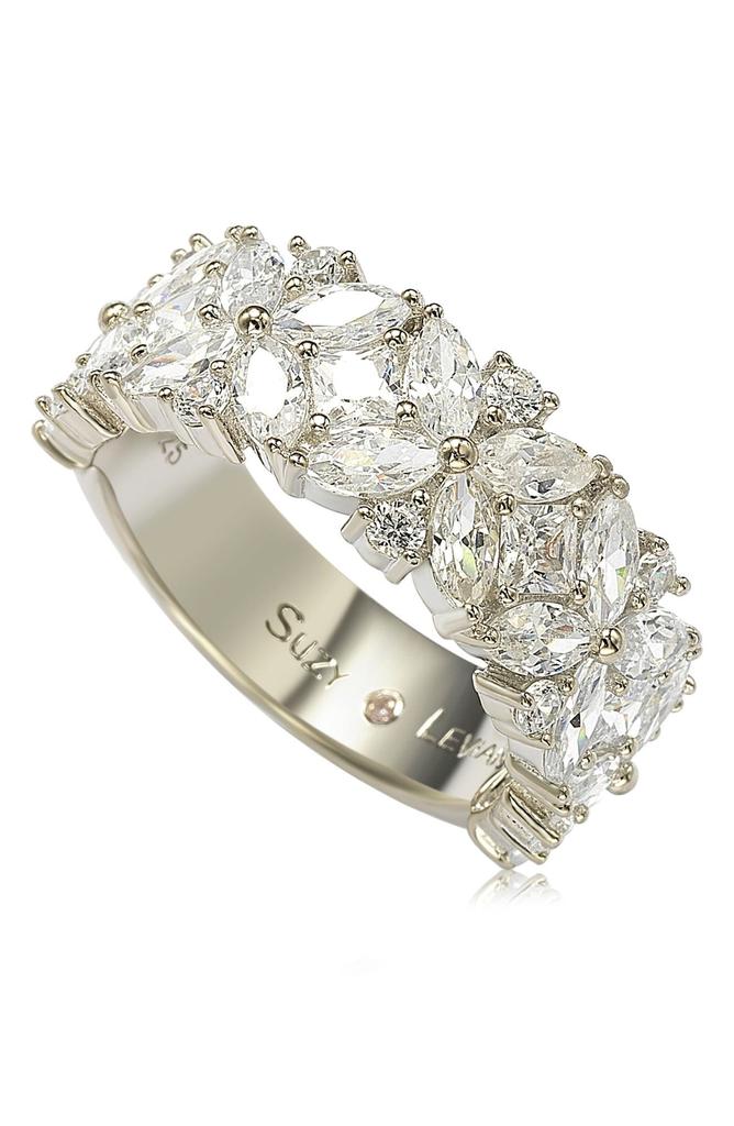 Suzy Levian Multicut Cubic Zirconia Floral Eternity Ring