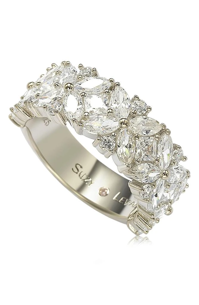 Suzy Levian Multicut Cubic Zirconia Floral Eternity Ring 1