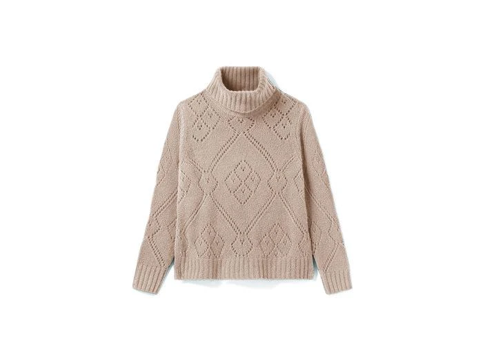 Eric Bompard Pull col roulé losanges pointelle - Femme - CORDE