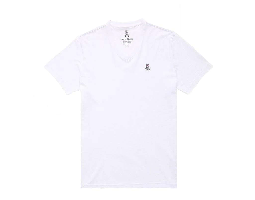 Psycho Bunny Classic V-Neck White Men's Big and Tall Tee Shirt B9U100ARPC-WHT 1