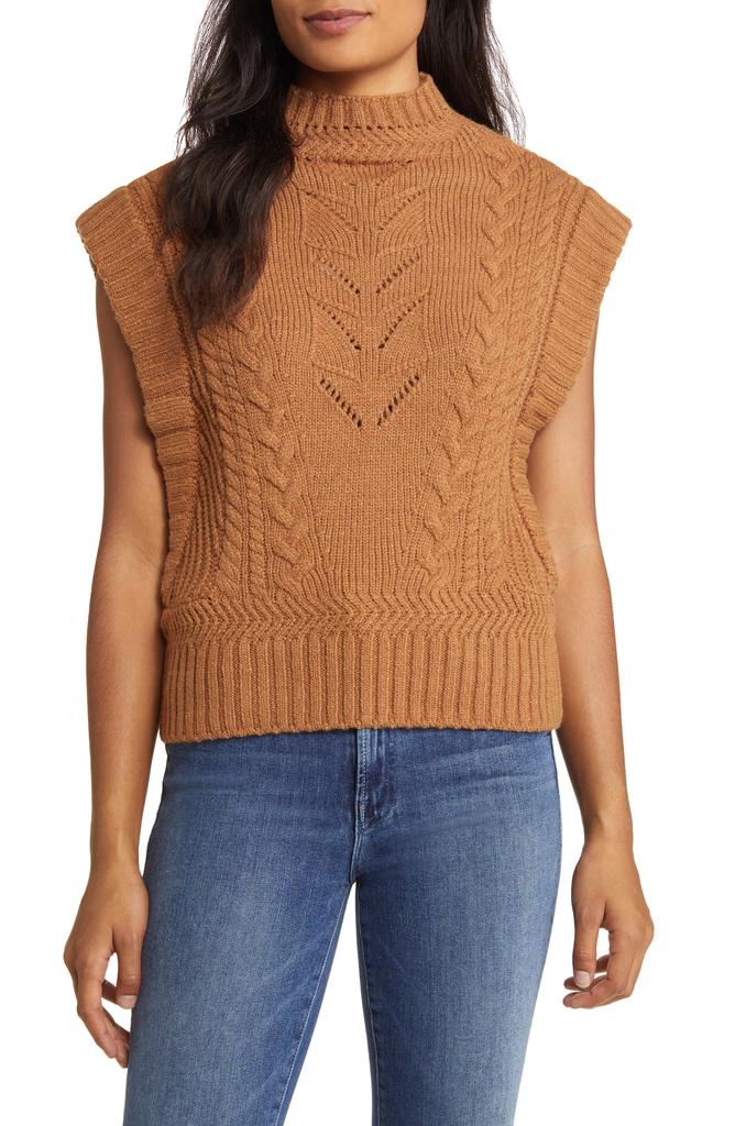 Wit & Wisdom Cable Stitch Mock Neck Sweater Vest