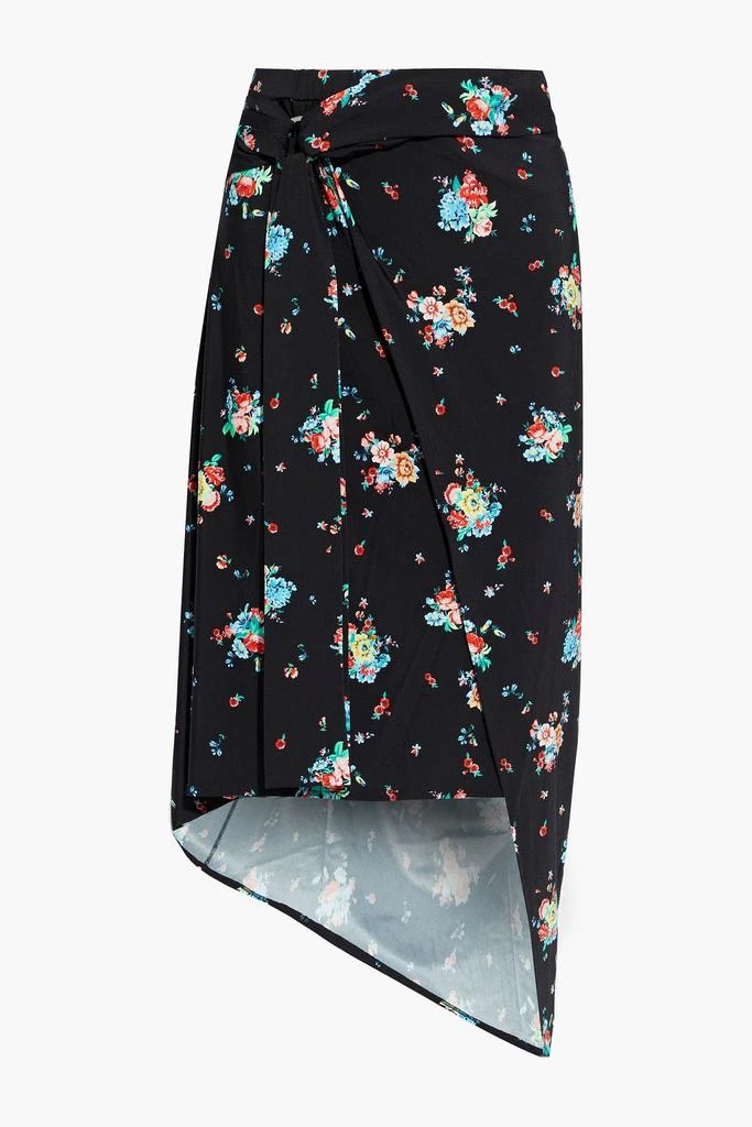 Paco Rabanne Wrap-effect floral-print satin-jersey midi skirt 1