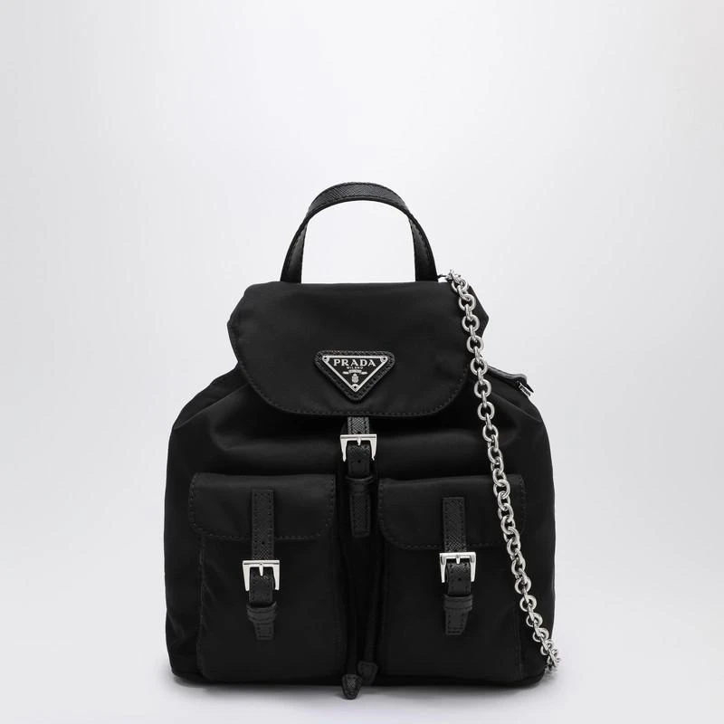 Prada Mini black Re-Nylon backpack with logo 1