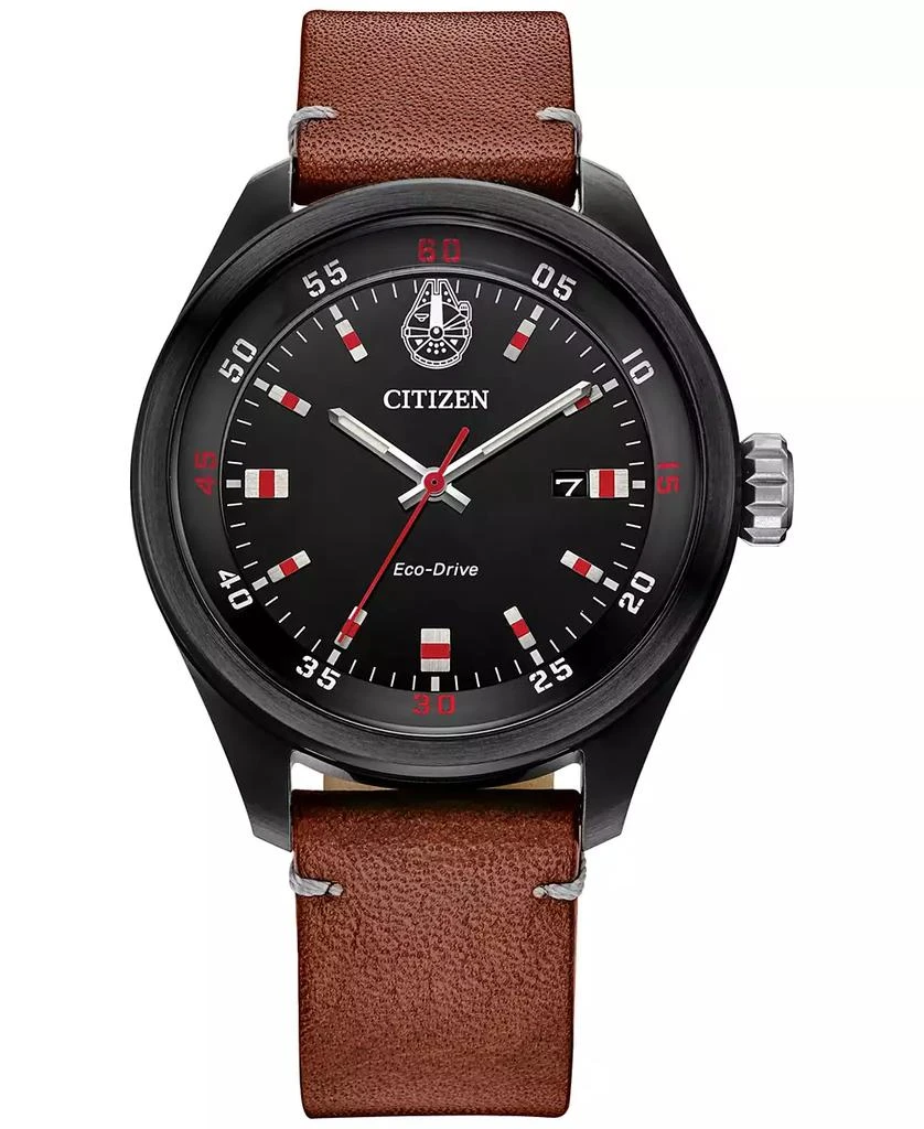 Citizen Eco-Drive Men's Star Wars Chewbacca Brown Leather Strap Watch 43mm 1