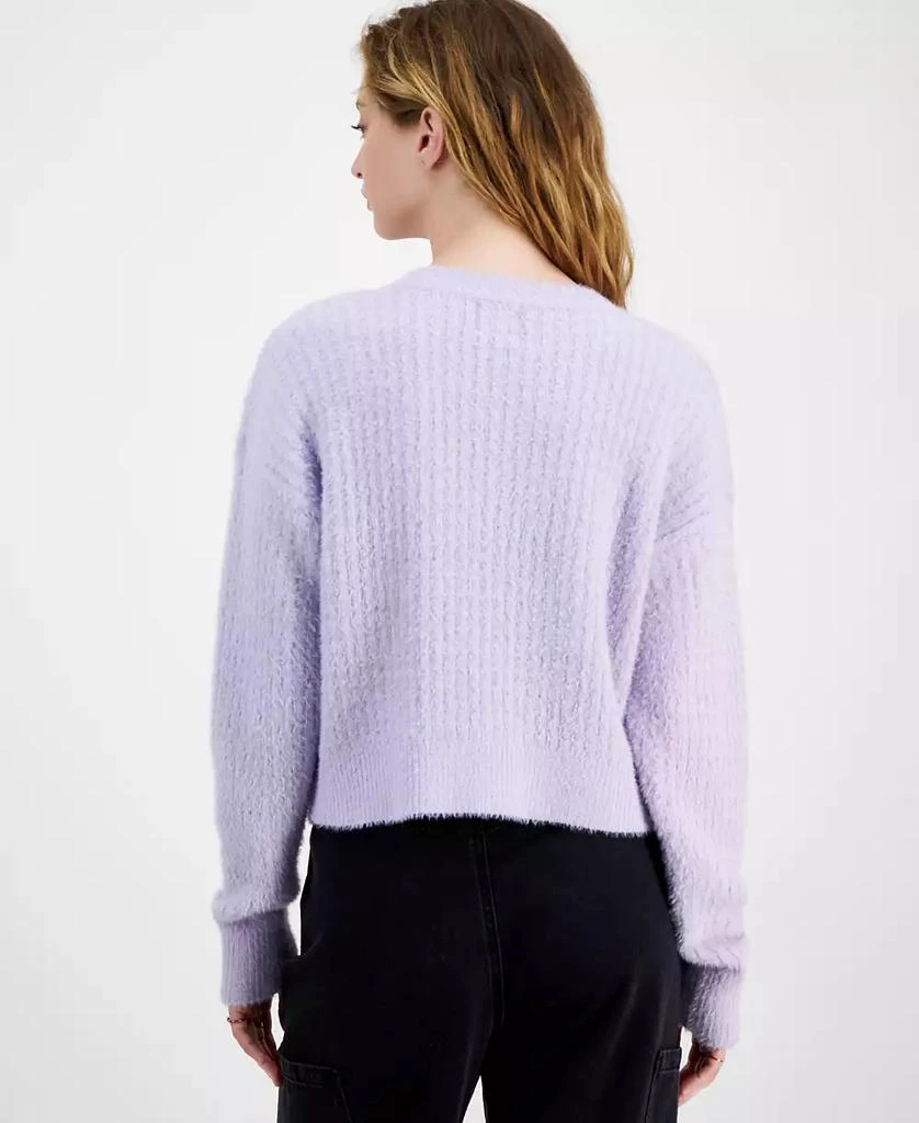 Hippie Rose Juniors' Ribbed Eyelash Drop-Shoulder Sweater 4