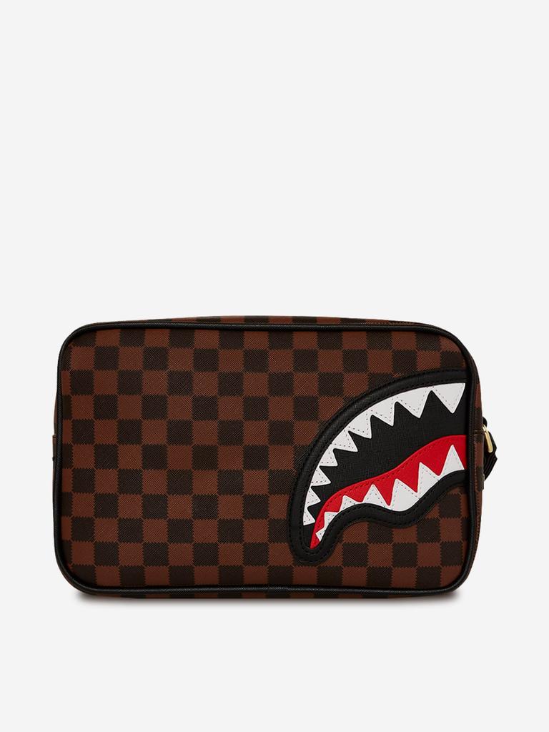 SprayGround Kids Sawtooth Sharks In Paris Toiletry Brick in Brown (25cm)