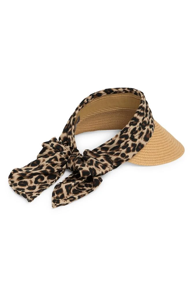 Vince Camuto Chiffon Tie Bow Straw Visor 2
