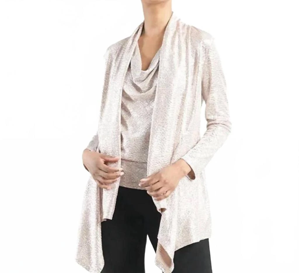 CLARA SUNWOO Soft Shimmer Lightweight Cardigan Twinset In Champagne