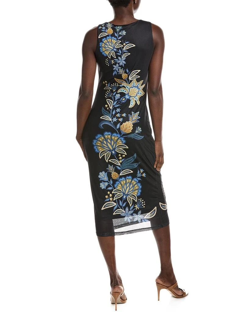Farm Rio Stitched Garden Black Tulle Midi Dress 2