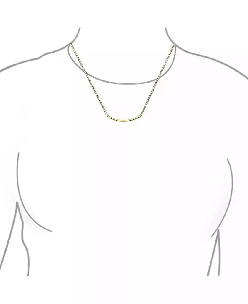 Bling Jewelry Minimalist Delicate Thin Sideways Horizontal Round Tube Curved Bar Slide Pendant Necklace Sterling Silver 2