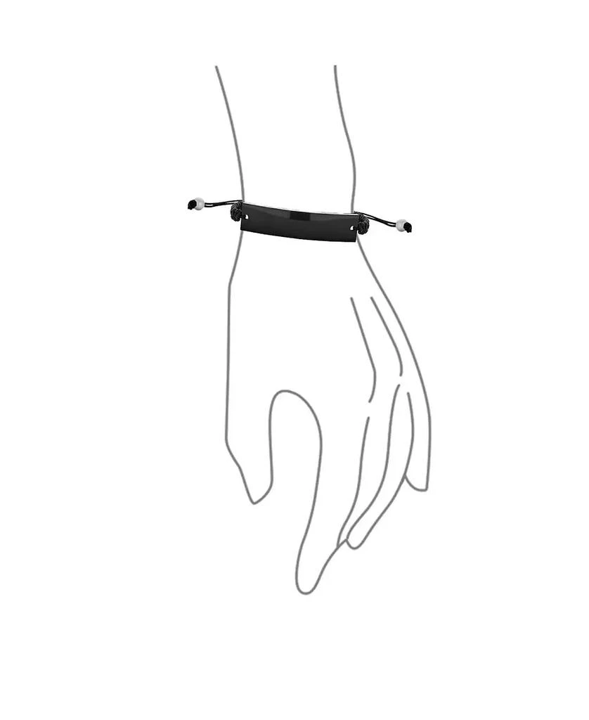 Bling Jewelry Braided Rope Cord Identification Black Name Adjustable Slide Bracelet Black Plated Stainless Steel 2