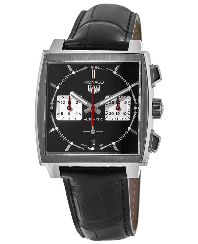 TAG Heuer Tag Heuer Monaco Chronograph Automatic Black Dial Black Leather Strap Men's Watch CBL2113.FC6177 1