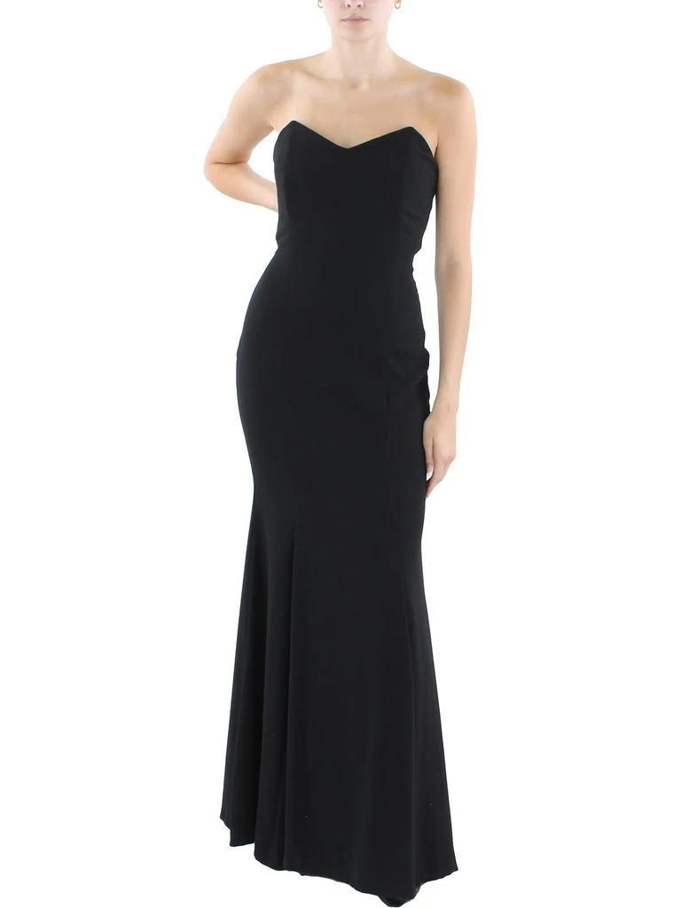 Donna Karan Womens Strapless Crepe Evening Dress 4