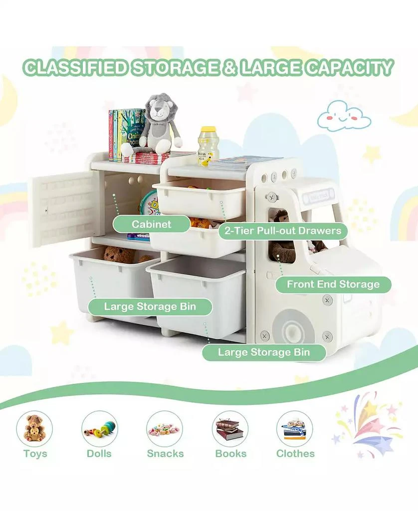 GOUUN Toddler Truck Storage Organizer with Plastic Bins 7