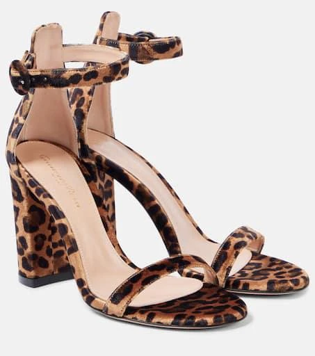 Gianvito Rossi Gaeta 95 leopard-print velvet sandals 1