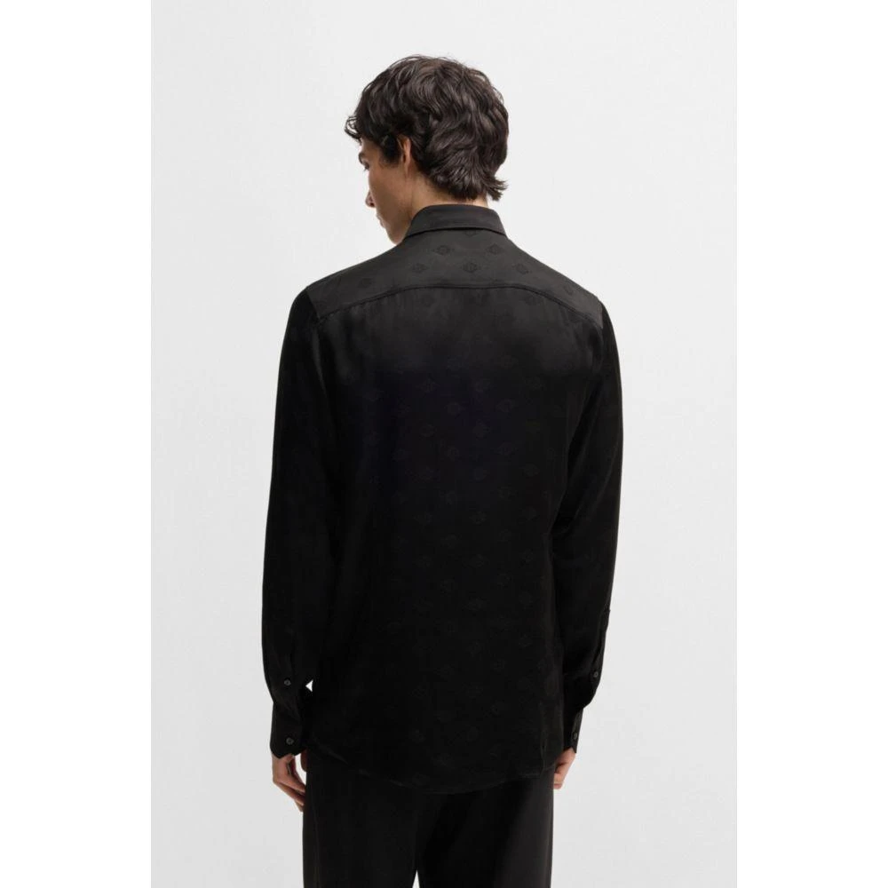 Extra-slim-fit shirt with geometric-logo jacquard  On Sale Now with Up to  50% Off | Discover Exclusive Deals & Savings at BeyondStyle  Authentic Hugo  Boss men|clothing|shirts|casual with Limited-Time Discounts, Free Shipping,