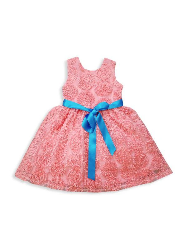 Joe-Ella Little Girl’s & Girl’s Textured Floral A Line Dress 1