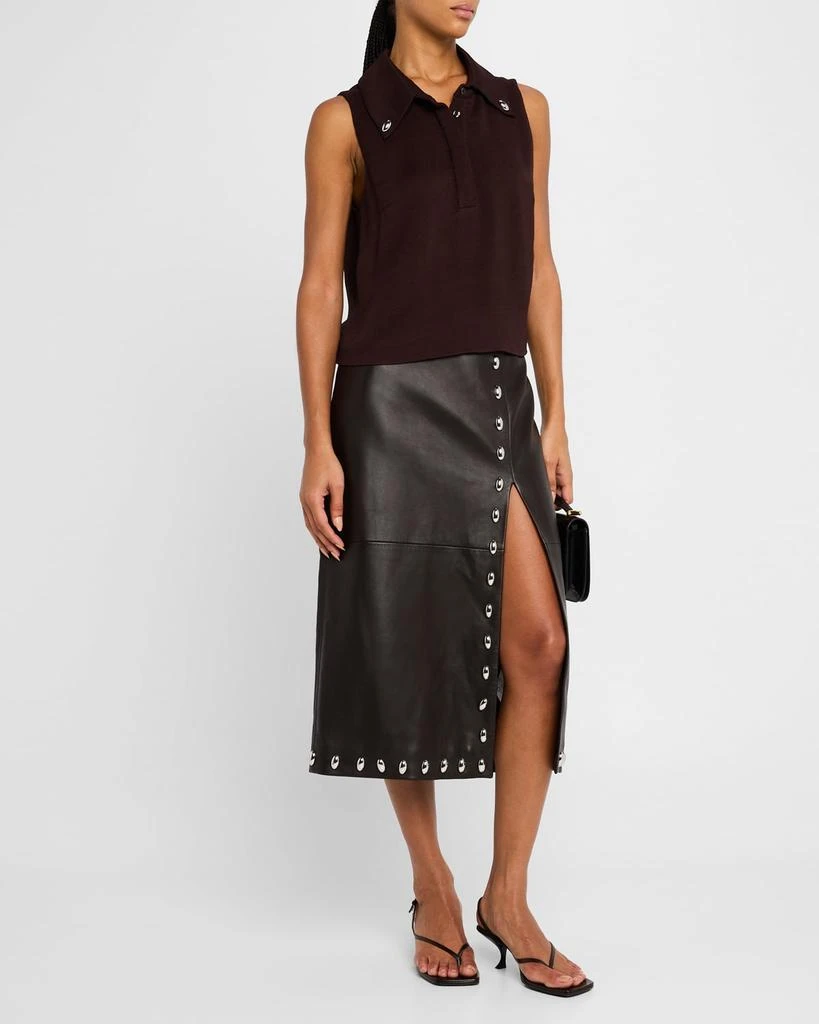 A.L.C. Naomi Stud-Embellished Faux Leather Midi Skirt 2