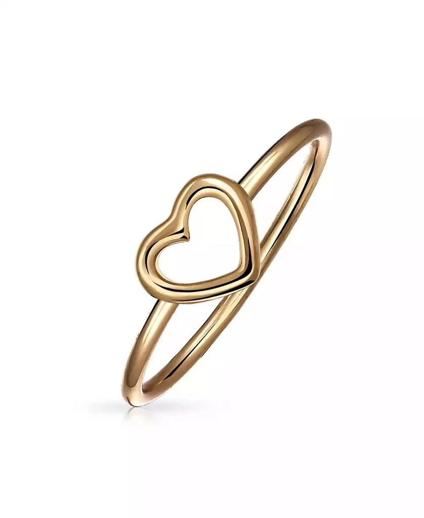 Bling Jewelry Minimalist Rose Gold Plated Sterling Silver Ring with Open Heart Design