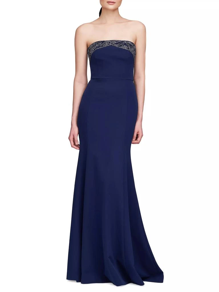 Theia Londyn Beaded Crepe Strapless Gown 2
