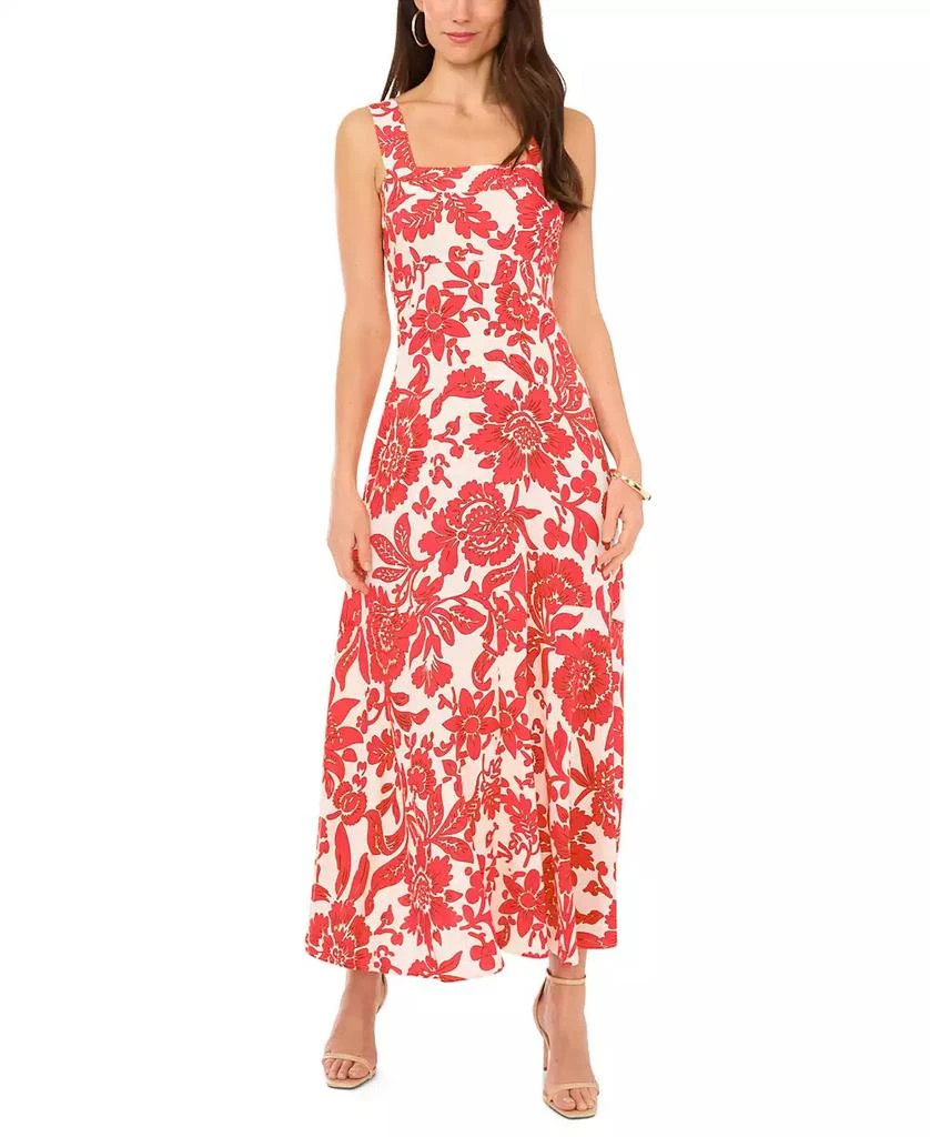 Vince Camuto Floral Square-Neck Smocked-Back Sleeveless Maxi Dress 1