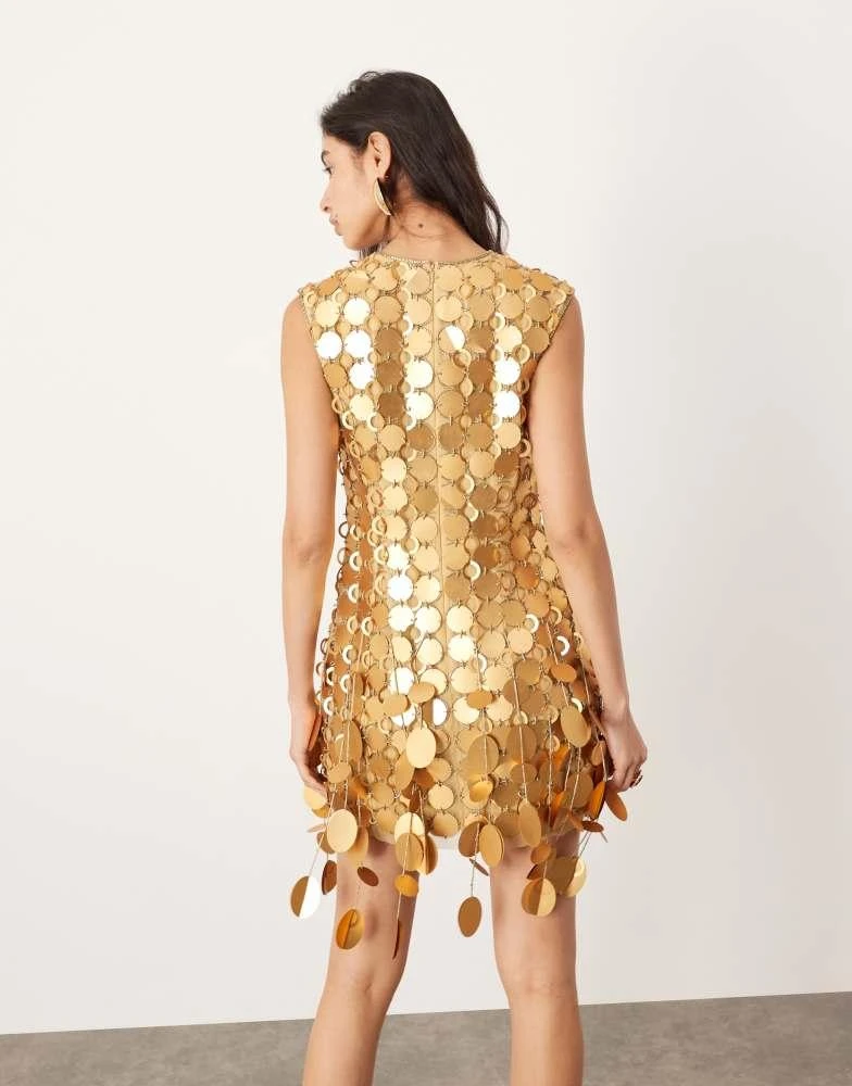 ASOS ASOS EDITION disc embellished mini dress in bronze 2