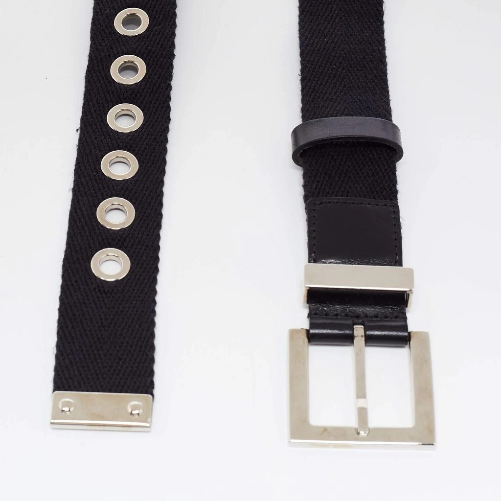 Dolce & Gabbana Dolce & Gabbana Black Canvas and Leather Logo Plaque Belt 2