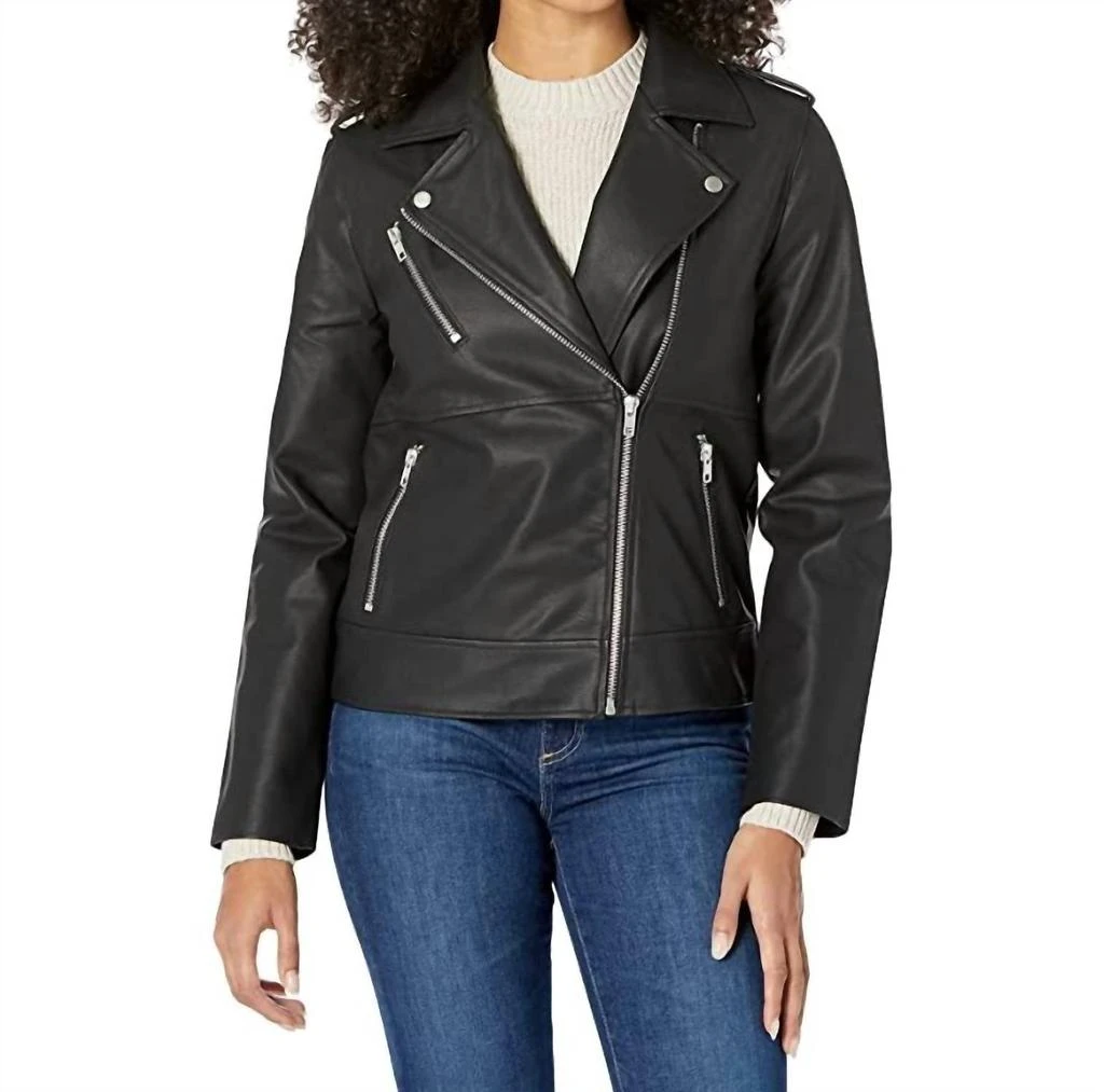 Steve Madden Julie Oversized Moto Jacket In Black 2