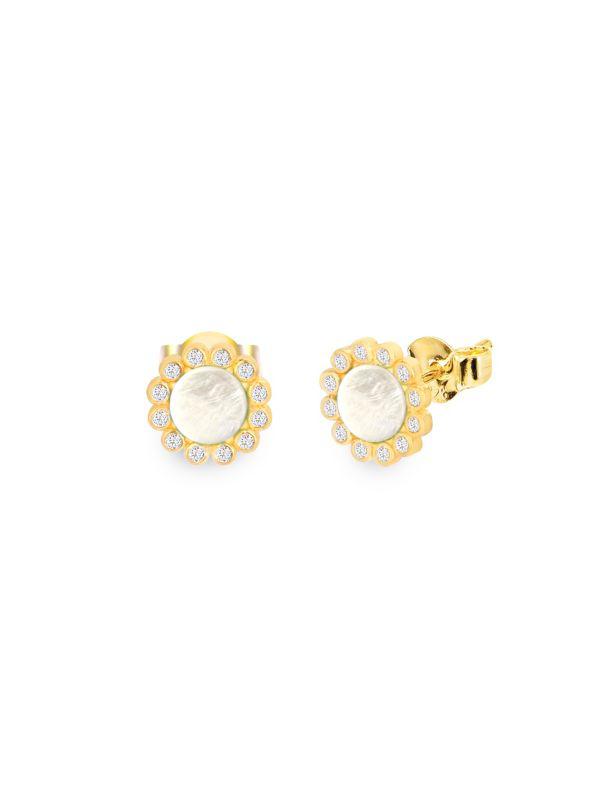 Gabi Rielle Timeless Treasures Sunlite 14K Gold Vermeil & 6MM Round Cultured Freshwater Pearl Earrings