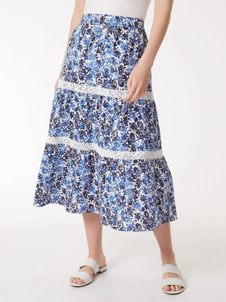 JONES NEW YORK Pull-On Tiered Lace Trim Maxi Skirt 1