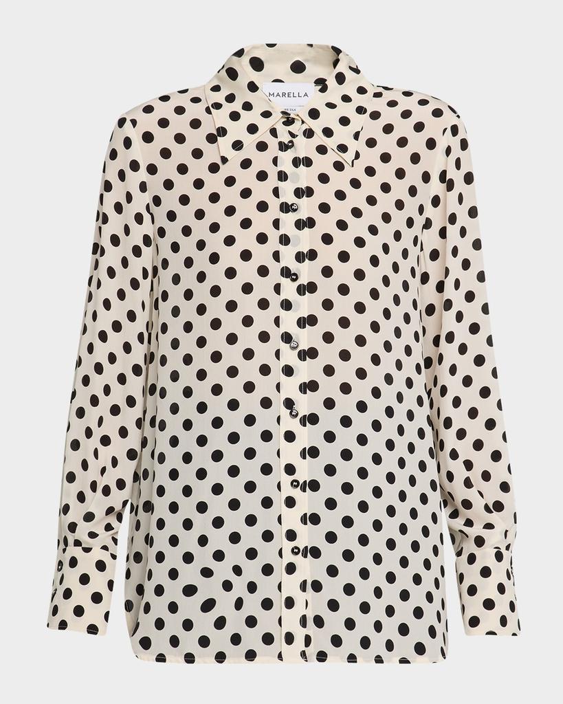 Marella Conio Polka Dot Silk Crepe De Chine Shirt